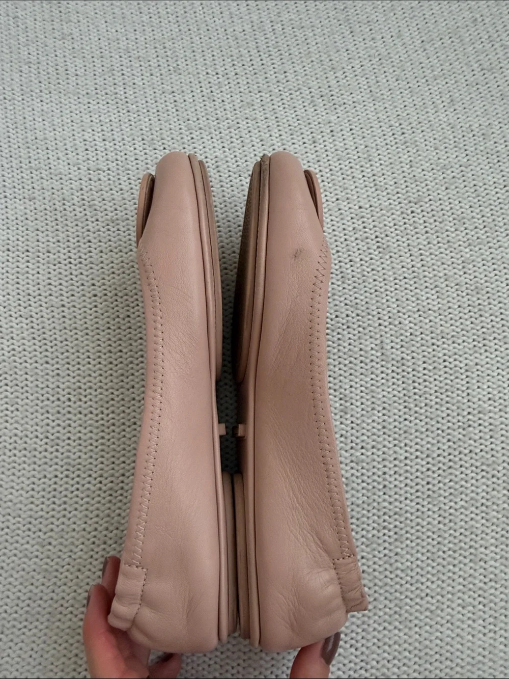 Tory Burch Leather Minnie Travel Ballet Flat Pink/Nude Size 8
